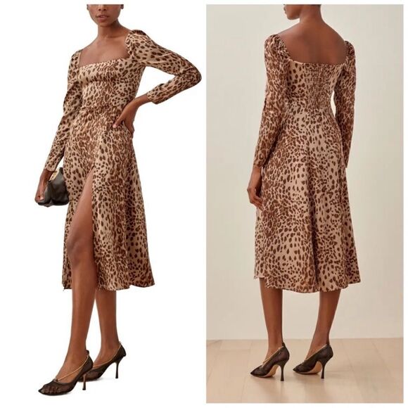 Reformation Maryanne Leopard Midi Dress - Picture 1 of 7